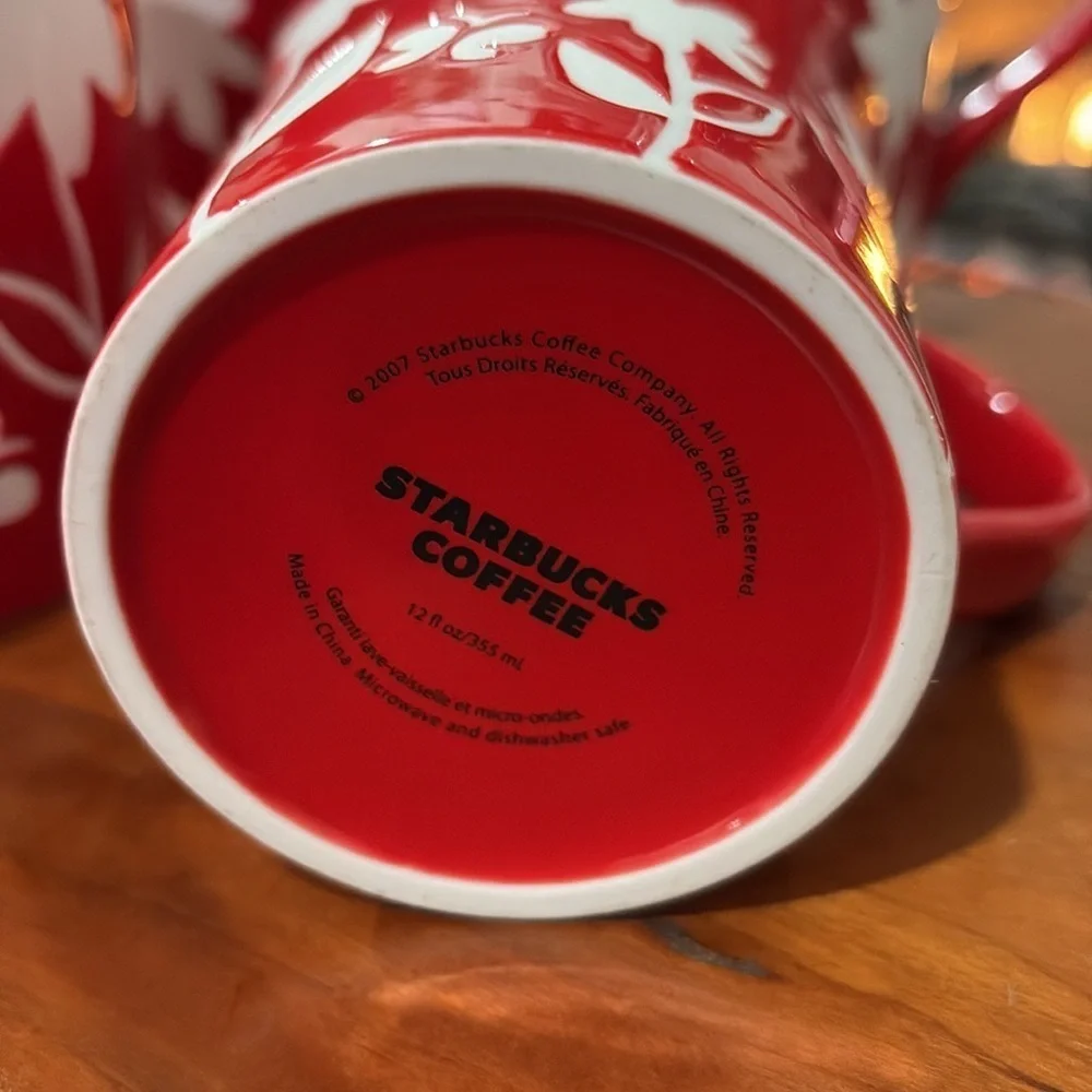 Starbucks red floral four mugs set retired design